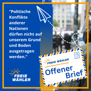 Freie Wähler, offener Brief, Stuttgart, Thomas Strobel, Innenminister Baden-Württemberg